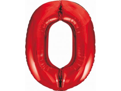 B&C fóliový balónek číslo 0, červený, 85 cm