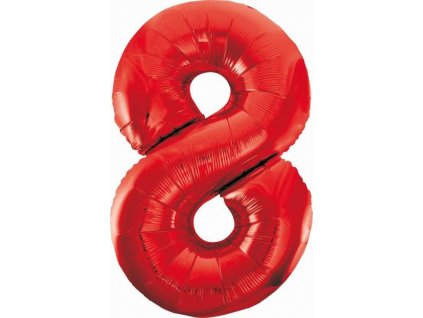 B&C fóliový balónek číslo 8, červený, 85 cm