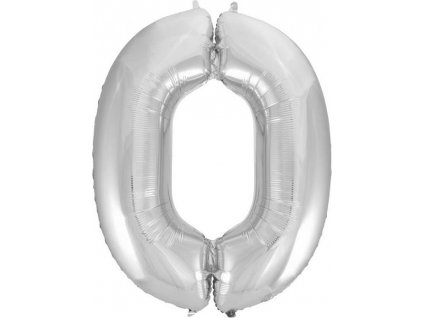 B&C fóliový balónek "Digit 0", stříbrný, 92 cm