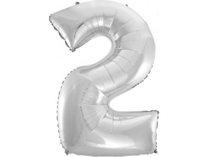B&C fóliový balónik "Digit 2", strieborný, 92 cm