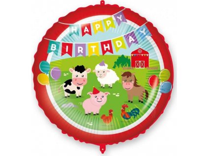Fóliový balónik 18" "Všetko najlepšie k narodeninám na farme