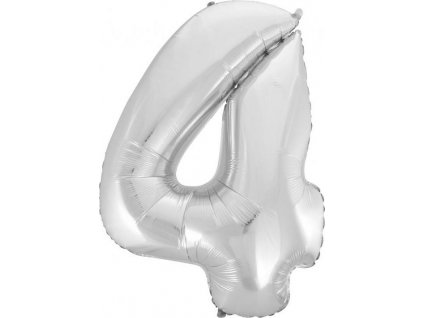 B&C fóliový balónek "Digit 4", stříbrný, 92 cm