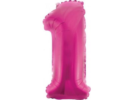 Balónik fóliový "Číslo 1", ružový, 35 cm KK