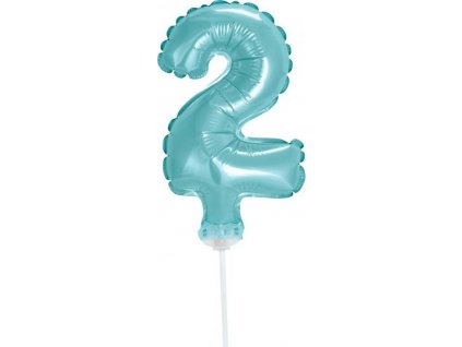 13 cm fóliový balónek na špejli "Číslice 2", modrý KK