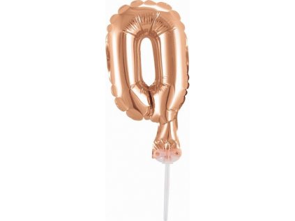 B&C fóliový balónik 13 cm na špajli "Číslo 0", ružový a zlatý
