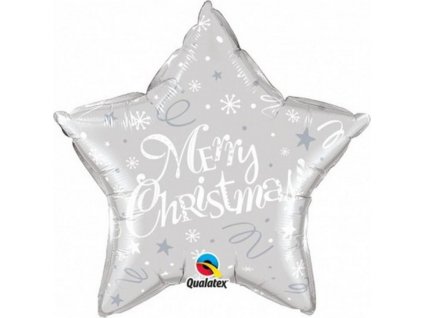 Balónek fóliový 20" QL SHP "Merry Christmas", stříbrný
