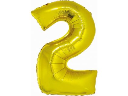 Chytrý fóliový balónek, číslo 2, zlatý, 76 cm