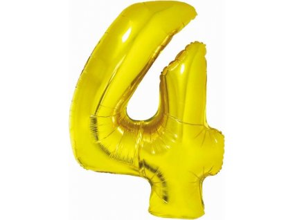 Chytrý fóliový balónik, číslo 4, zlatý, 76 cm