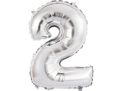 Fóliový balónek "Digit 2", stříbrný, 35 cm