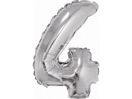 Fóliový balónek "Number 4", stříbrný, 35 cm