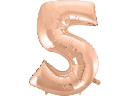 B&C fóliový balónek "Number 5", růžový a zlatý, 92 cm