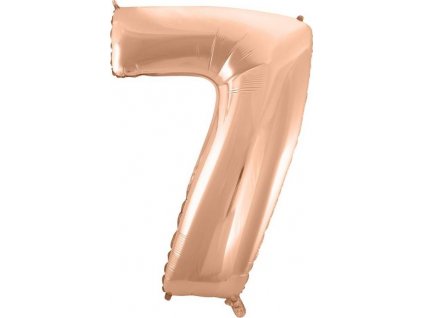 B&C fóliový balónek "Number 7", růžový a zlatý, 92 cm