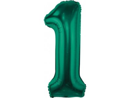 Fóliový balónik B&C, číslo 1, fľaškovo zelený, 85 cm