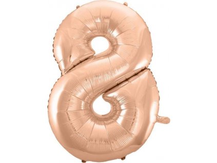 B&C fóliový balónek "Number 8", růžový a zlatý, 92 cm