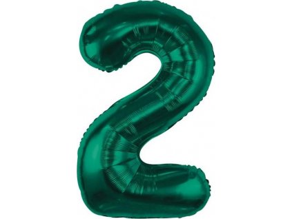 Fóliový balónik B&C, číslo 2, fľaškovo zelený, 85 cm