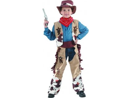 Spotted Cowboy set (vesta, návleky na kalhoty, čepice, šála), velikost 110/120 cm