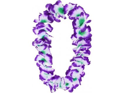 Havajský náhrdelník, fialová a biela
