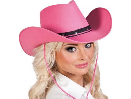 Ružový kovbojský klobúk