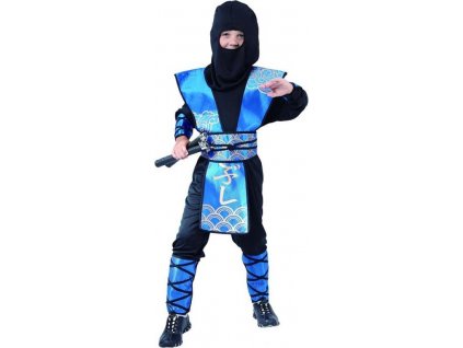 Modrá súprava Ninja (kapučka, mikina, nohavice, návleky na ruky, nohy a telo) veľkosť 110/120 cm