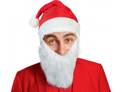 Santa čepice s vousy, rozměr 29x36 cm