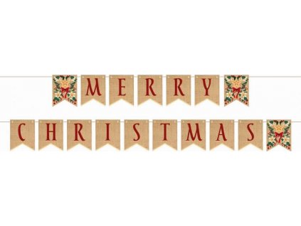 Veselá vianočná papierová girlanda, listy, 10x13 cm, 250 cm