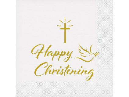 Obrúsky Happy Christening (kríž a holubica), certifikát FSC, 33x33 cm / 20 ks.