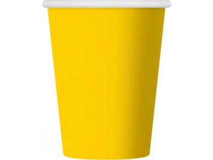 papírové kelímky jednobarevná žlutá 250 ml/ 6 ks.