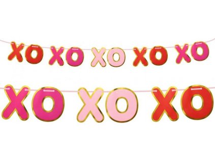 Papierová girlanda XOXO, zlatý obrys, 200 cm
