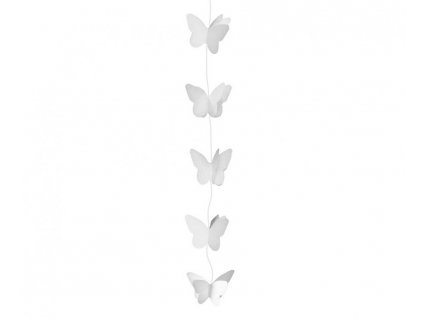 Závěsná dekorace Bílí motýli, velikost 7,5 cm, 200 cm