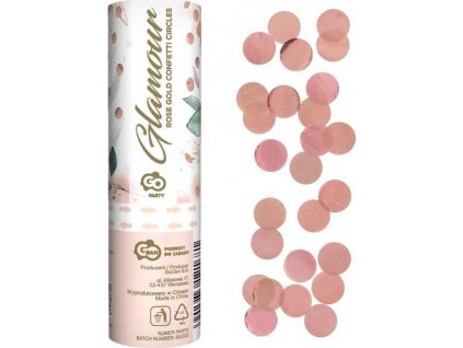Pneumatické konfety Glamour, krúžky z ružovej a zlatej fólie / 15 cm