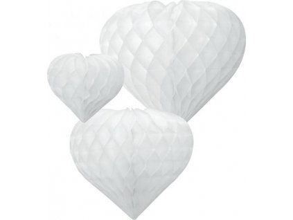 W&C dekorativní rozeta 3 srdce, bílá (12 cm, 19 cm, 26 cm)