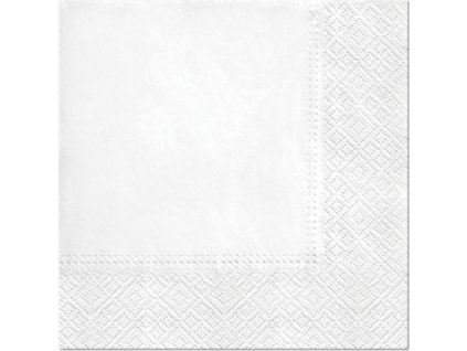 Ubrousky PAW, hladké, jednobarevné, Bílé, 33x33 cm / 20 ks.