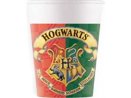 Papírové kelímky (WM) Harry Potter Hogwards Houses Warner, 200 ml, 8 ks (štítek SUP) (dříve 93506)