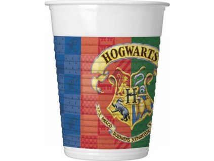 Plastové kelímky (WM) Harry Potter Hogwarts Houses, 200 ml, 8 ks (štítek SUP)
