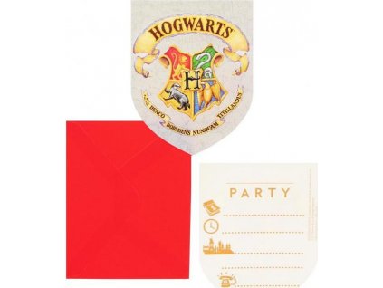 Pozvánky s obálkou "Harry Potter Hogwarts Houses", 6 ks.