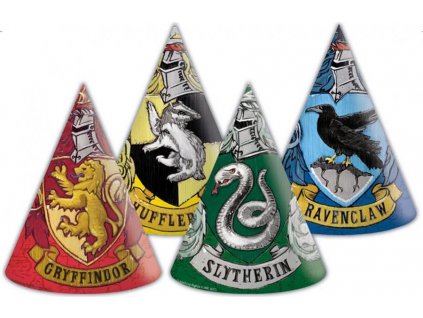 Papierové klobúky "Harry Potter Hogwarts Houses", 6 ks.