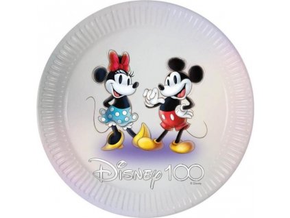 Papierové taniere Disney 100 - Mickey & Minnie, budúca generácia, 23 cm, 8 ks (bez plastu)