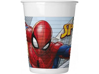 Plastové kelímky (WM) Spiderman Crime Fighter, 200 ml, 8 ks (štítok SUP)