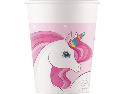 Papírové kelímky (WM), Unicorn Rainbow Colors, 200 ml, 8 ks (štítek SUP)