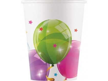 Papírové kelímky Sparkling Balloons (KOKLIKO) 200 ml, 8 ks.
