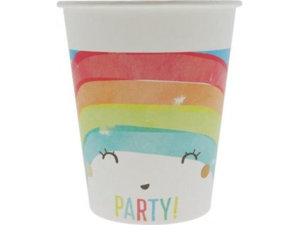 Papírové kelímky (WM) Rainbow Party, 200 ml, 8 ks (štítek SUP)