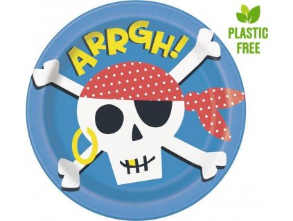 Ahoy Pirate papierové taniere, 23 cm, 8 ks (bez plastu)
