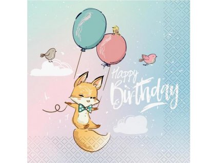 Ubrousky Happy Birthday Collection - Fox, certifikát FSC, 33x33 cm/ 20 ks.