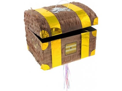Piñata truhla s pokladom s rozmermi 30 x 25 x 34 cm