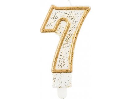 B&C svíčka, číslo "7", zlatý obrys