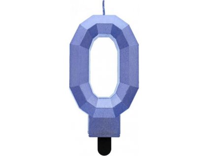 Číslo svíčka 0 - Diamond, metalická tmavě modrá, 7,6 cm