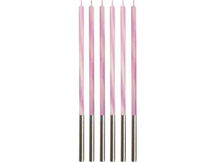 Narozeninové svíčky Candy, růžové 4,5x4,5x150mm, 6 ks.