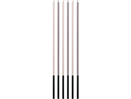 B&C sviečky metalické, fialové/strieborné, 3x3x170mm, 6 ks.