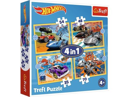 TREFL Puzzle Autíčka Hot Wheels 4v1 (35,48,54,70 dielikov)