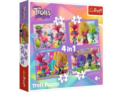 TREFL Puzzle Trollové Barevné dobrodružství 4v1